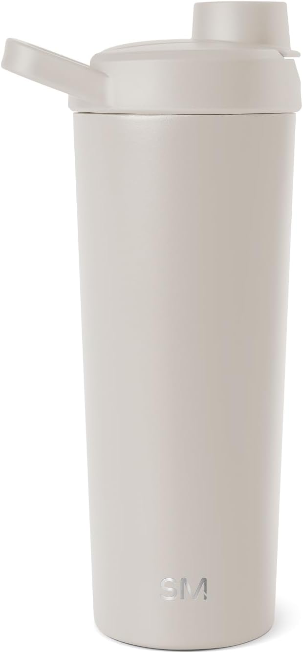 Simple Modern Stainless Steel Shaker Bottle with Ball 24oz | Metal Insulated Cup for Protein Mixes, Shakes and Pre Workout | Rally Collection | Almond Birch