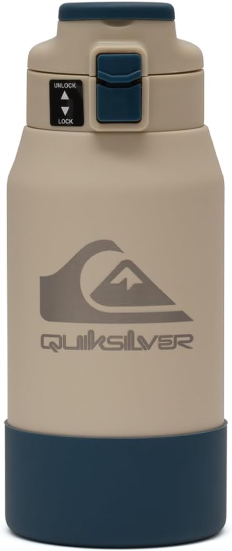 Quiksilver Redondo 21oz Double Wall Stainless Steel Water Bottle, Reusable Sports Bottle with Leak-Proof Lid, Non-Slip Rubber Base, Carrier Handle, insulated Tumblers, 24H Hot & Cold Beverage