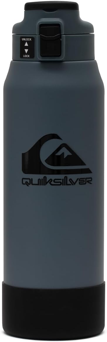 Quiksilver Redondo 32oz Double Wall Stainless Steel Water Bottle, Reusable Sports Bottle with Leak-Proof Lid, Non-Slip Rubber Base, Carrier Handle, insulated Tumblers, 24H Hot & Cold Beverage