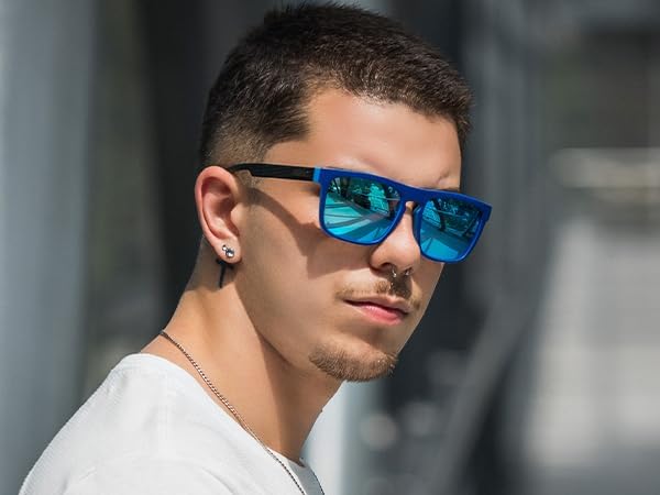 ZENOTTIC Polarized Sunglasses Men Square: Unbreakable TR90 Frame Carbon Fiber Temple UV400 Protection Sun Glasses for Driving