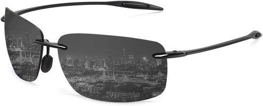 WISTON Sports Polarized Sunglasses for Men Women Tr90 Rimless Frame for Running Fishing Baseball Driving W8001