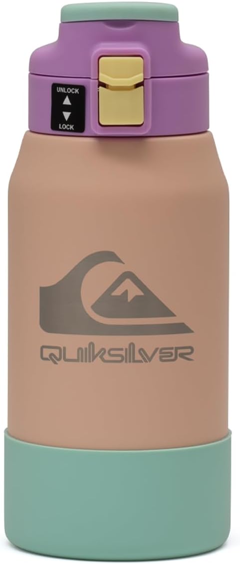 Quiksilver Redondo 21oz Double Wall Stainless Steel Water Bottle, Reusable Sports Bottle with Leak-Proof Lid, Non-Slip Rubber Base, Carrier Handle, insulated Tumblers, 24H Hot & Cold Beverage