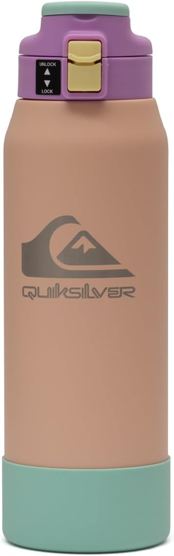 Quiksilver Redondo 32oz Double Wall Stainless Steel Water Bottle, Reusable Sports Bottle with Leak-Proof Lid, Non-Slip Rubber Base, Carrier Handle, insulated Tumblers, 24H Hot & Cold Beverage