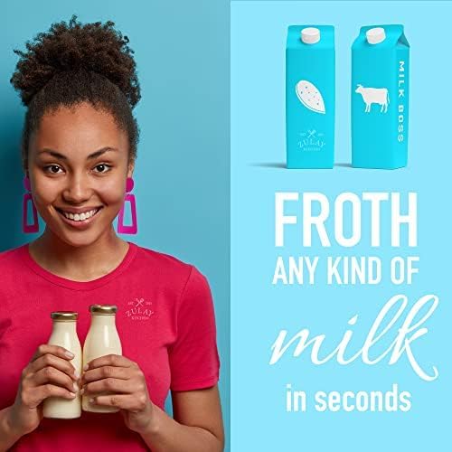 Zulay Kitchen Powerful Double Whisk Milk Frother Handheld - Foam Maker With Stand - Whisk Drink Mixer for Coffee, Mini Foamer for Latte, Matcha, Frappe, Hot Chocolate & Cappuccino (Bubblegum)