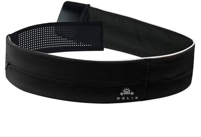 DELIX Adjustable 3 Pocket Lightweight Running Belt with Zipper for Women and Men from 24" to 38" Waist for Cell Phone, Money | Anti-Theft Travel Waist Bag
