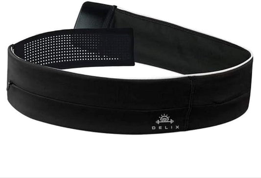 DELIX Adjustable 3 Pocket Lightweight Running Belt with Zipper for Women and Men from 24" to 38" Waist for Cell Phone, Money | Anti-Theft Travel Waist Bag