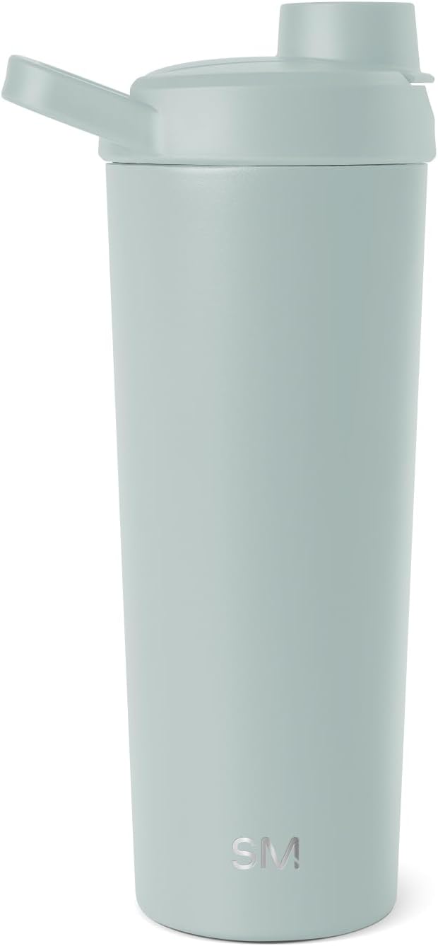 Simple Modern Stainless Steel Shaker Bottle with Ball 24oz | Metal Insulated Cup for Protein Mixes, Shakes and Pre Workout | Rally Collection | Sea Glass Sage