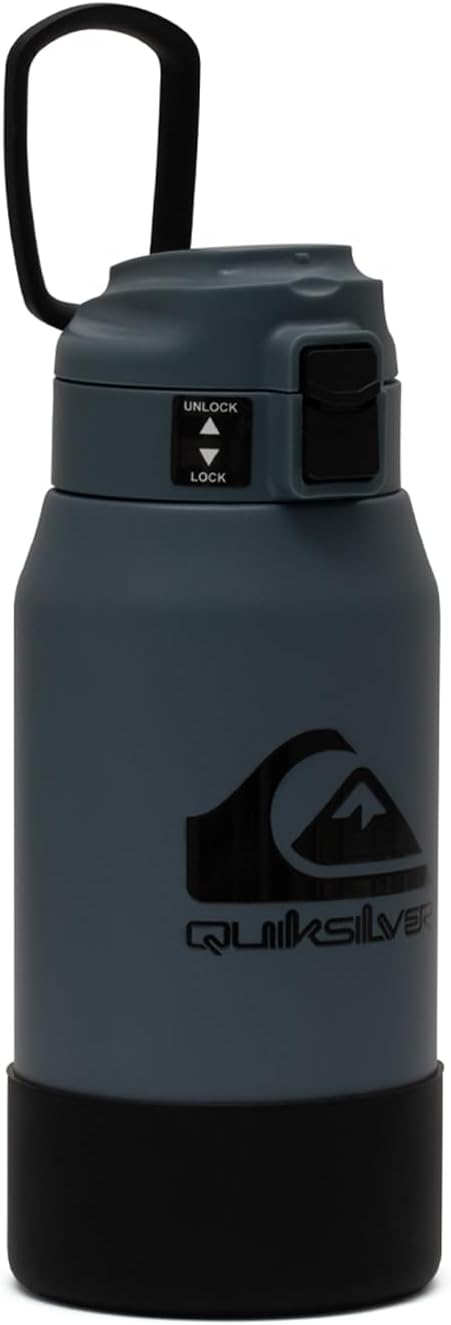 Quiksilver Redondo 21oz Double Wall Stainless Steel Water Bottle, Reusable Sports Bottle with Leak-Proof Lid, Non-Slip Rubber Base, Carrier Handle, insulated Tumblers, 24H Hot & Cold Beverage