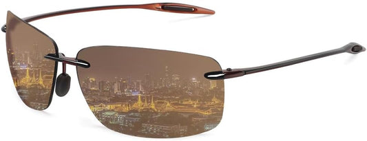 WISTON Sports Polarized Sunglasses for Men Women Tr90 Rimless Frame for Running Fishing Baseball Driving W8001