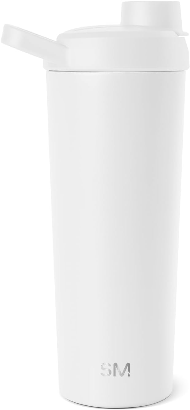 Simple Modern Stainless Steel Shaker Bottle with Ball 24oz | Metal Insulated Cup for Protein Mixes, Shakes and Pre Workout | Rally Collection | Winter White