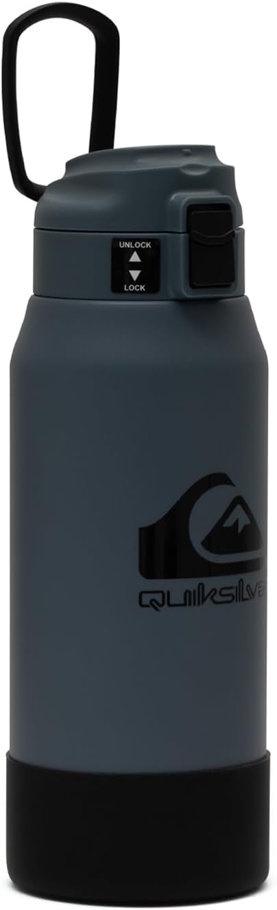 Quiksilver Redondo 26oz Double Wall Stainless Steel Water Bottle, Reusable Sports Bottle with Leak-Proof Lid, Non-Slip Rubber Base, Carrier Handle, insulated Tumblers, 24H Hot & Cold Beverage