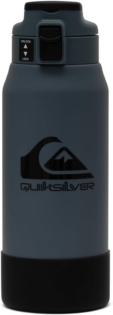 Quiksilver Redondo 26oz Double Wall Stainless Steel Water Bottle, Reusable Sports Bottle with Leak-Proof Lid, Non-Slip Rubber Base, Carrier Handle, insulated Tumblers, 24H Hot & Cold Beverage