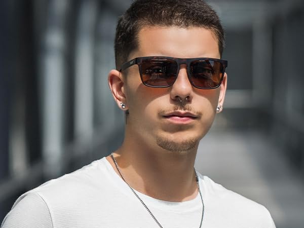 ZENOTTIC Polarized Sunglasses Men Square: Unbreakable TR90 Frame Carbon Fiber Temple UV400 Protection Sun Glasses for Driving