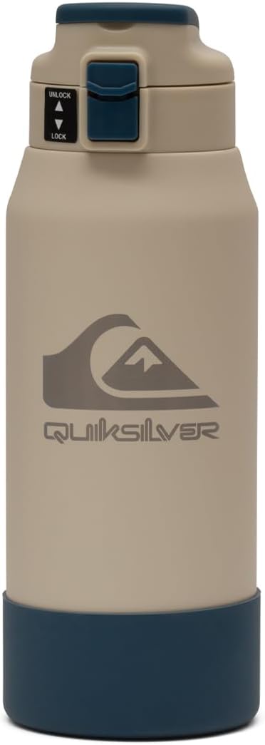 Quiksilver Redondo 26oz Double Wall Stainless Steel Water Bottle, Reusable Sports Bottle with Leak-Proof Lid, Non-Slip Rubber Base, Carrier Handle, insulated Tumblers, 24H Hot & Cold Beverage