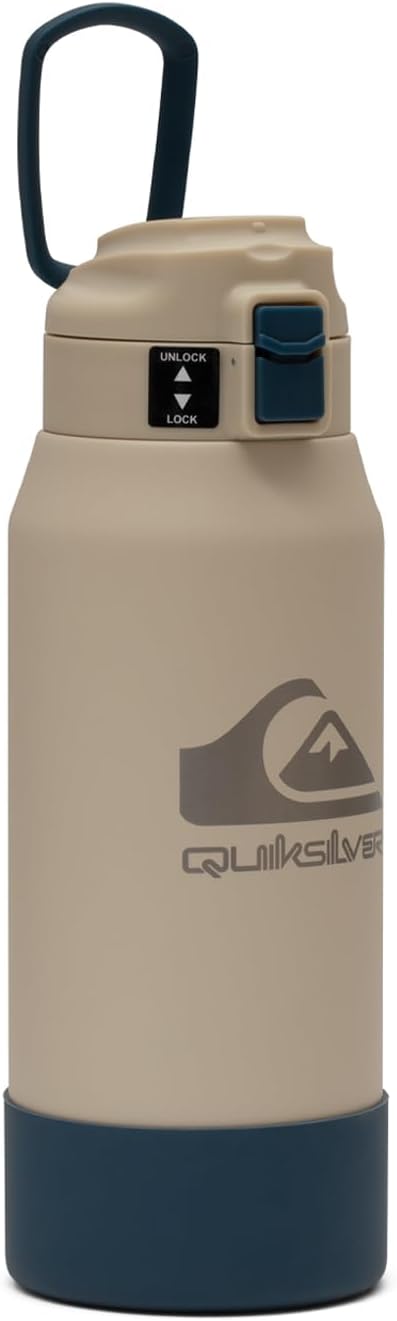 Quiksilver Redondo 26oz Double Wall Stainless Steel Water Bottle, Reusable Sports Bottle with Leak-Proof Lid, Non-Slip Rubber Base, Carrier Handle, insulated Tumblers, 24H Hot & Cold Beverage
