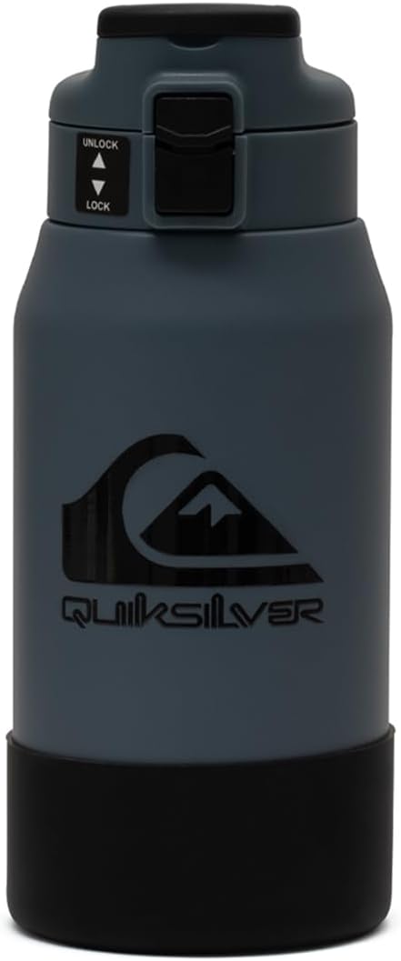 Quiksilver Redondo 21oz Double Wall Stainless Steel Water Bottle, Reusable Sports Bottle with Leak-Proof Lid, Non-Slip Rubber Base, Carrier Handle, insulated Tumblers, 24H Hot & Cold Beverage