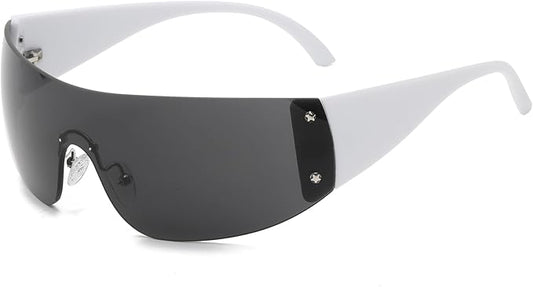 AIEYEZO Oversized Y2K Sunglasses for Women Men Trendy Retro Wrap Around Big Shield Sun Glasses