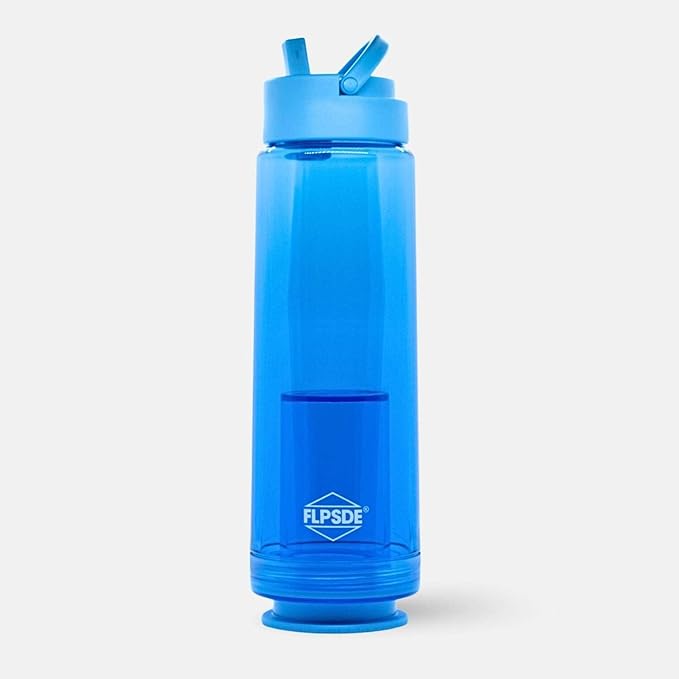 FLPSDE XR Dual Chamber Water Bottle with Integrated Storage Compartment for Snacks and More - 2 in 1 Container for Travel, School, Hiking, Sports, Work, Office, Gift