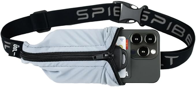 SPIbelt Running Belt for Women Men, Phone Holder for Running, Running Fanny Pack, Running Waist Pack, Adjustable, [Fits All Phones]. Made from Recycled Materials. Seafoam with Black Zipper