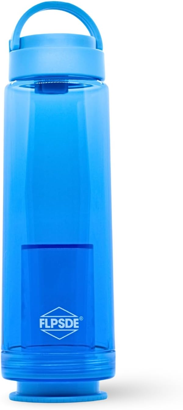 FLPSDE XR Dual Chamber Water Bottle with Integrated Storage Compartment for Snacks and More - 2 in 1 Container for Travel, School, Hiking, Sports, Work, Office, Gift
