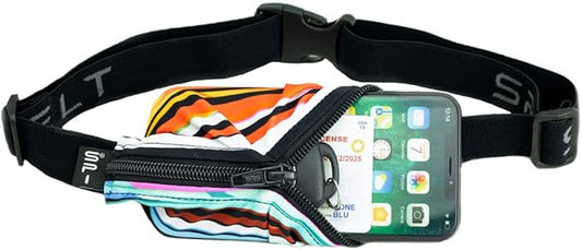 SPIbelt Running Belt for Women Men, Phone Holder for Running, Running Fanny Pack, Holder for Phone, Running Waist Pack, Adjustable Waist, [Fits All Phones]. Kickflip/Black Zipper
