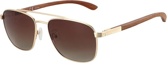 ZENOTTIC Aviator Wood Polarized Sunglasses for Men 100% UV Protection Fishing Driving Golf