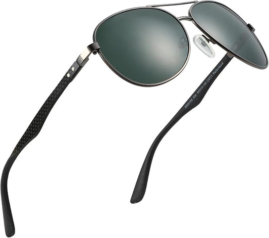 ZENOTTIC Polarized Aviator Sunglasses for Men Carbon Fiber Temple Pilot Sun Glasses with Mirrored Lens UV Protection
