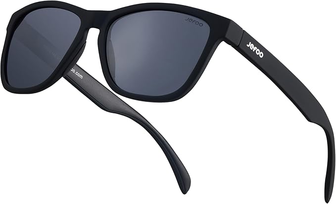 Jefoo Polarized Sports Sunglasses for Women Men Running Retro Trendy Sun Glasses UV400 Protection Tangle Free