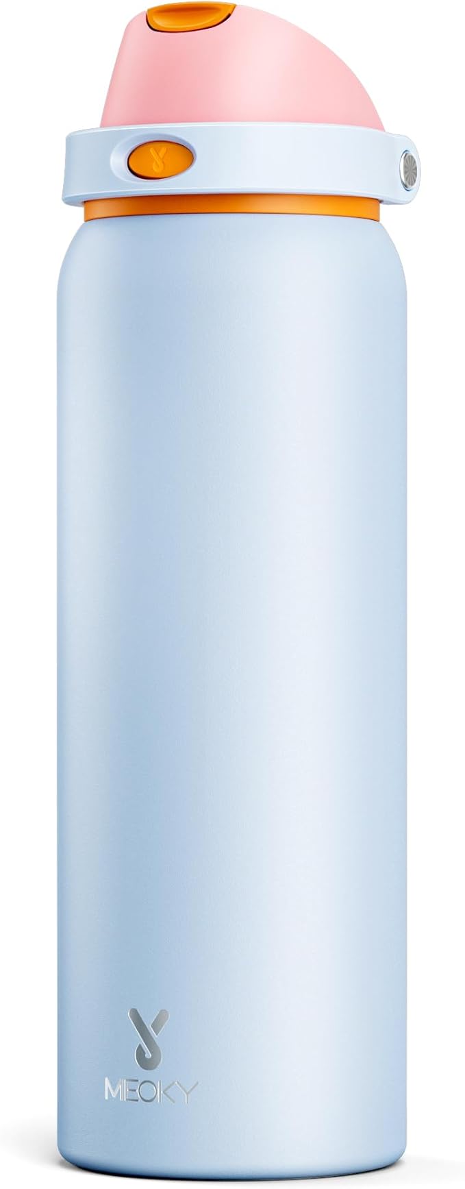 40 oz Insulated Water Bottle with Straw: Meoky Stainless Steel Metal Water Bottle with 2-in-1 Lid - Leak Proof, Cold for 24 Hours, Protective Silicone Base, BPA-Free for Gym Sports, Periwinkle
