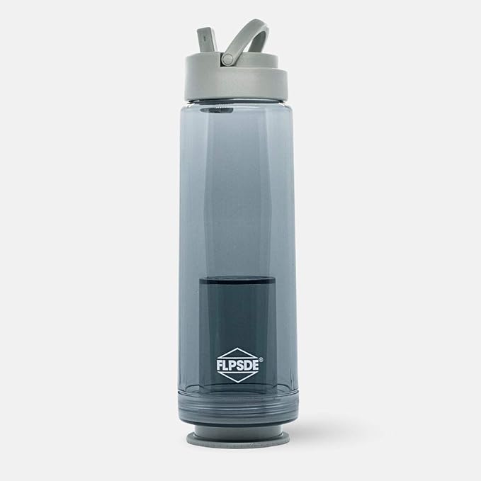 FLPSDE XR Dual Chamber Water Bottle with Integrated Storage Compartment for Snacks and More - 2 in 1 Container for Travel, School, Hiking, Sports, Work, Office, Gift