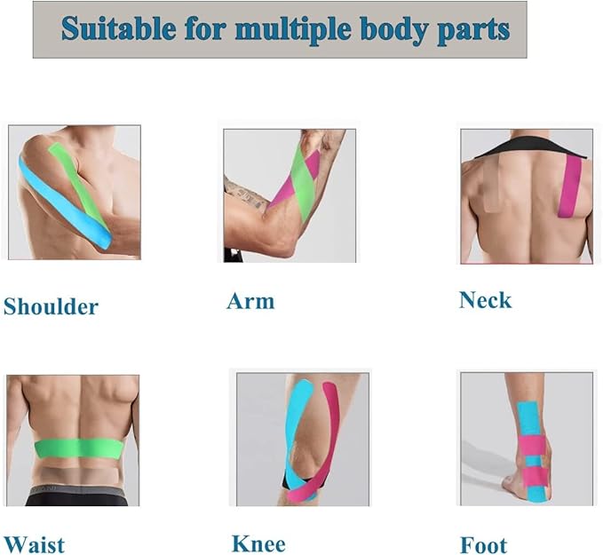 3 Rolls Kinesiology Tape Precut, Athletic Sports Tape Adhesive for Muscles Ankle Neck Knee Shoulder Promotes Recovery and Providing Support, (Total 60 Precut Strips Red)