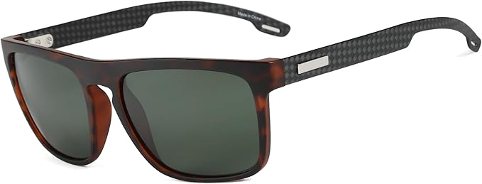 ZENOTTIC Polarized Sunglasses Men Square: Unbreakable TR90 Frame Carbon Fiber Temple UV400 Protection Sun Glasses for Driving