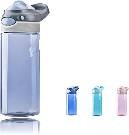 DEARART 20oz Grey Water Bottle Small Clear Bottles, 100% Leakproof Wide Mouth Easy Clean, No Straw Has Handle Carry Easily, Suit Sports School Office Yoga Gym Home etc.