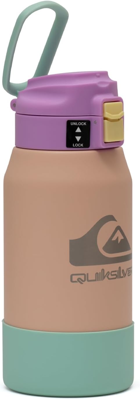 Quiksilver Redondo 21oz Double Wall Stainless Steel Water Bottle, Reusable Sports Bottle with Leak-Proof Lid, Non-Slip Rubber Base, Carrier Handle, insulated Tumblers, 24H Hot & Cold Beverage