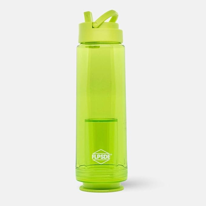 FLPSDE XR Dual Chamber Water Bottle with Integrated Storage Compartment for Snacks and More - 2 in 1 Container for Travel, School, Hiking, Sports, Work, Office, Gift