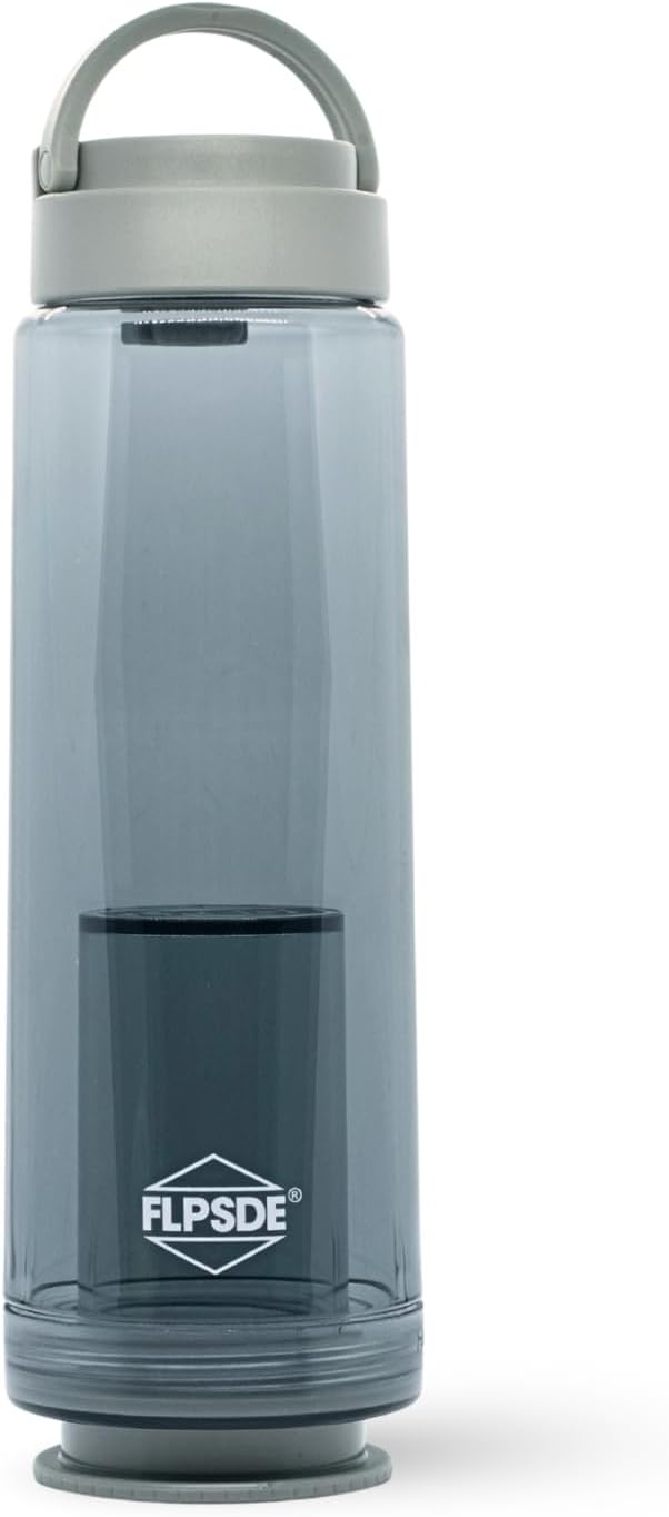 FLPSDE XR Dual Chamber Water Bottle with Integrated Storage Compartment for Snacks and More - 2 in 1 Container for Travel, School, Hiking, Sports, Work, Office, Gift