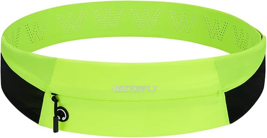 WATERFLY Running Belt Fanny Pack: Slim Waist Bag for Men Women, Workout Fitness Phone Holder for Exercise Marathon Jogging-Fluorescent Green