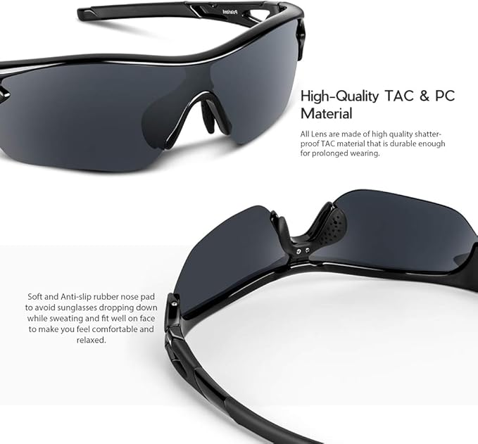 BEACOOL Polarized Sports Sunglasses for Men Women Youth Baseball Cycling Running Driving Fishing Golf Motorcycle TAC Glasses