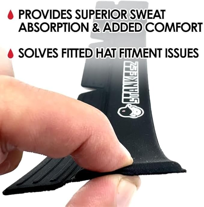 Stankeez Hat Liners - Reusable Hat Sweat Liner - Hand Washable & Non-Adhesive Shields Pad for Hats - Shaper & Protector Insert from Sweat & Odor - Unisex All Type of Sports Cap - Black