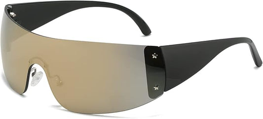AIEYEZO Oversized Y2K Sunglasses for Women Men Trendy Retro Wrap Around Big Shield Sun Glasses