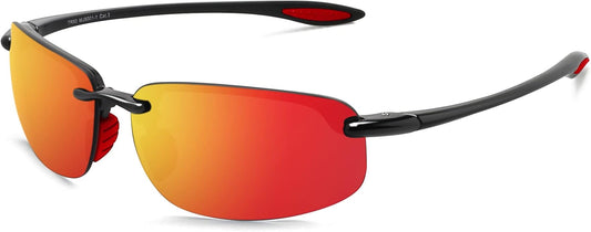 JULI Sports Sunglasses for Men Women Tr90 Rimless Frame for Running Fishing Baseball Driving MJ8001