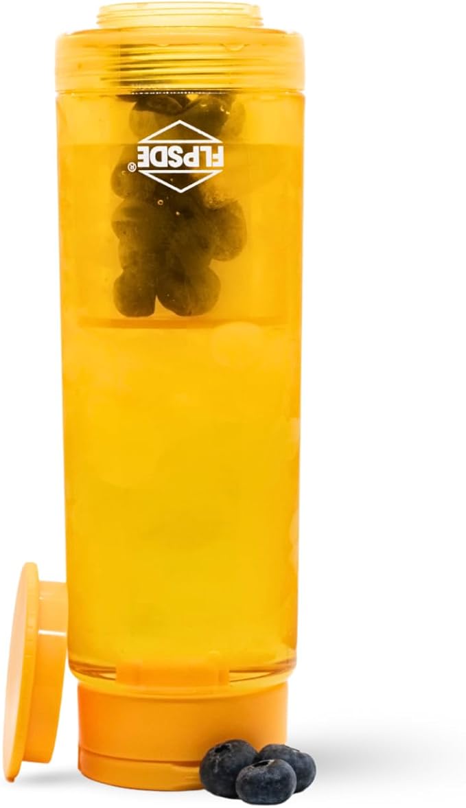 FLPSDE XR Dual Chamber Water Bottle with Integrated Storage Compartment for Snacks and More - 2 in 1 Container for Travel, School, Hiking, Sports, Work, Office, Gift