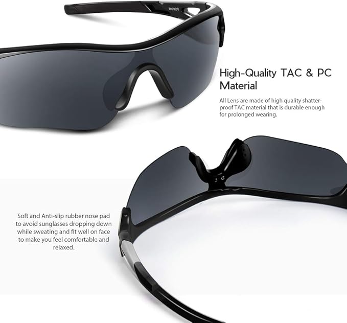 BEACOOL Polarized Sports Sunglasses for Men Women Youth Baseball Cycling Running Driving Fishing Golf Motorcycle TAC Glasses