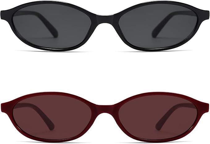 Retro Oval Cat Eye Sunglasses for Women Y2k Trendy Narrow Sunnies Designer Sun Glasses AR82253