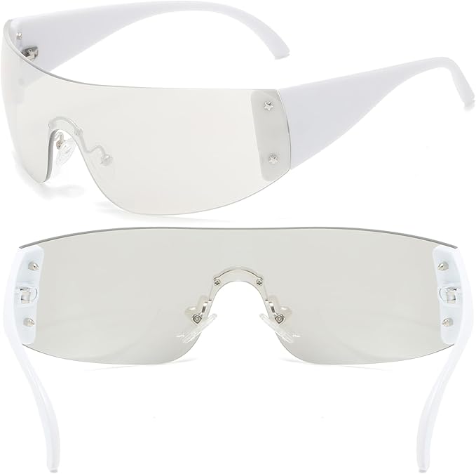 AIEYEZO Oversized Y2K Sunglasses for Women Men Trendy Retro Wrap Around Big Shield Sun Glasses