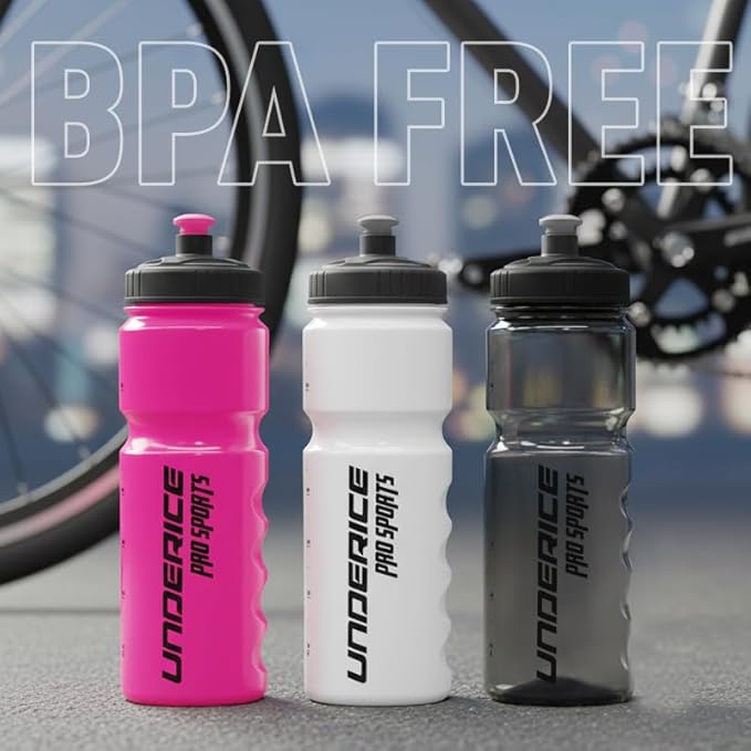 UICE Water Bottle with Straw,25.3oz 2 Pack,Easy Squeeze Bottles Built in Finger Grip,Sport Water Bottles for Hockey,Baseball,Softball,Football,Fitness,Transparent Black