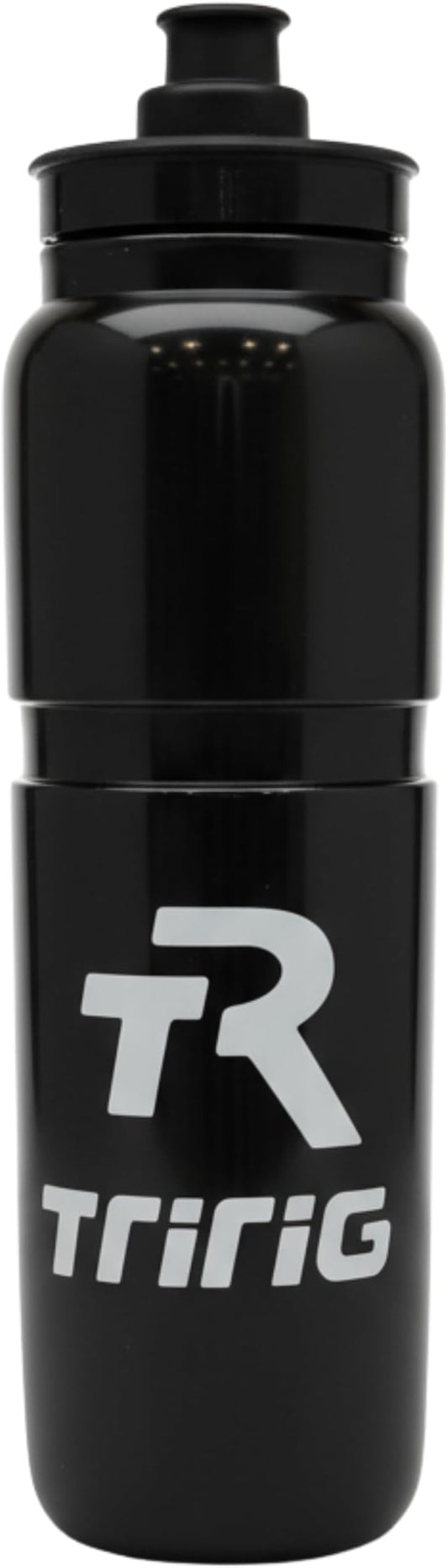 TRIRIG TR Cycling Water Bottles 32 Oz Black Featuring a Watergate Lid for Easy, Leak Proof Access - Fits Standard Bike Cages for Triathlon Bikes, Gym & Outdoor Lightweight Sports Water Bottle