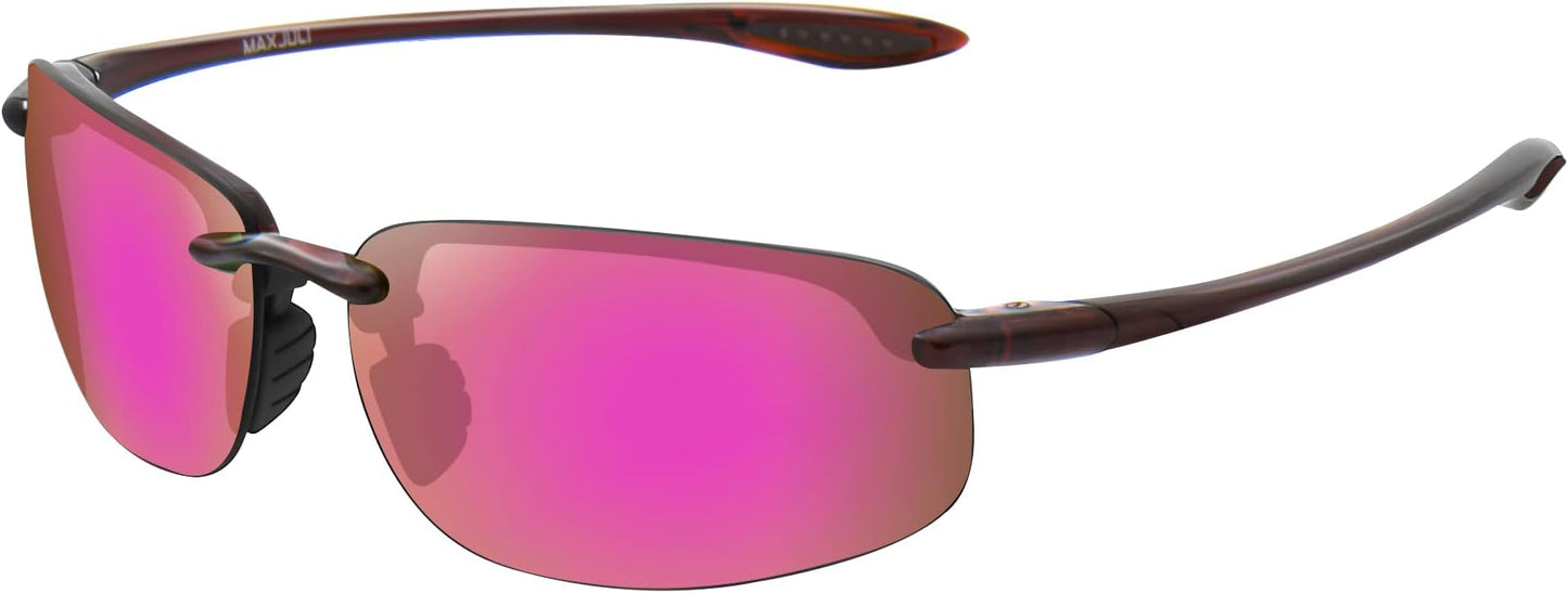 JULI Sports Sunglasses for Men Women Tr90 Rimless Frame for Running Fishing Baseball Driving MJ8001