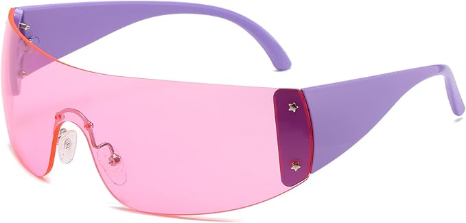 AIEYEZO Oversized Y2K Sunglasses for Women Men Trendy Retro Wrap Around Big Shield Sun Glasses