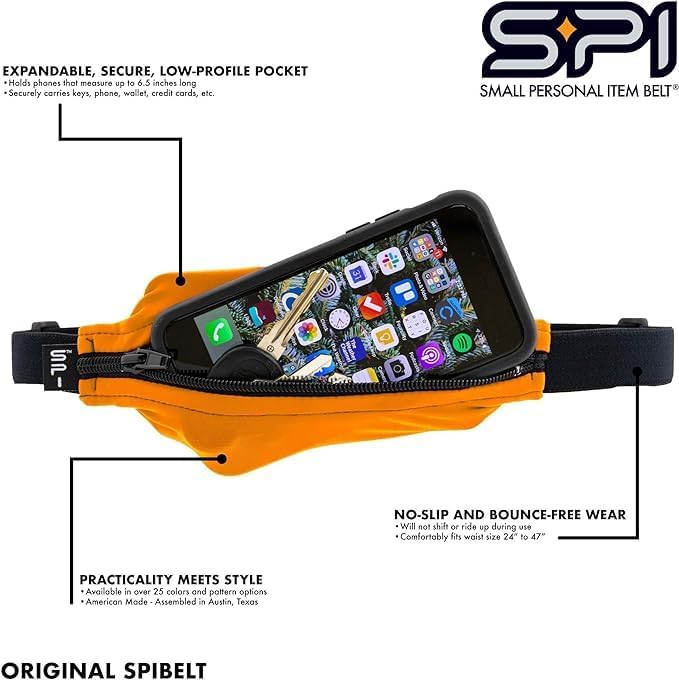 SPIbelt Running Belt for Women Men, Phone Holder for Running, Running Fanny Pack, Holder for Phone, Running Waist Pack, Adjustable Waist, [Fits All Phones]. White with White Zipper